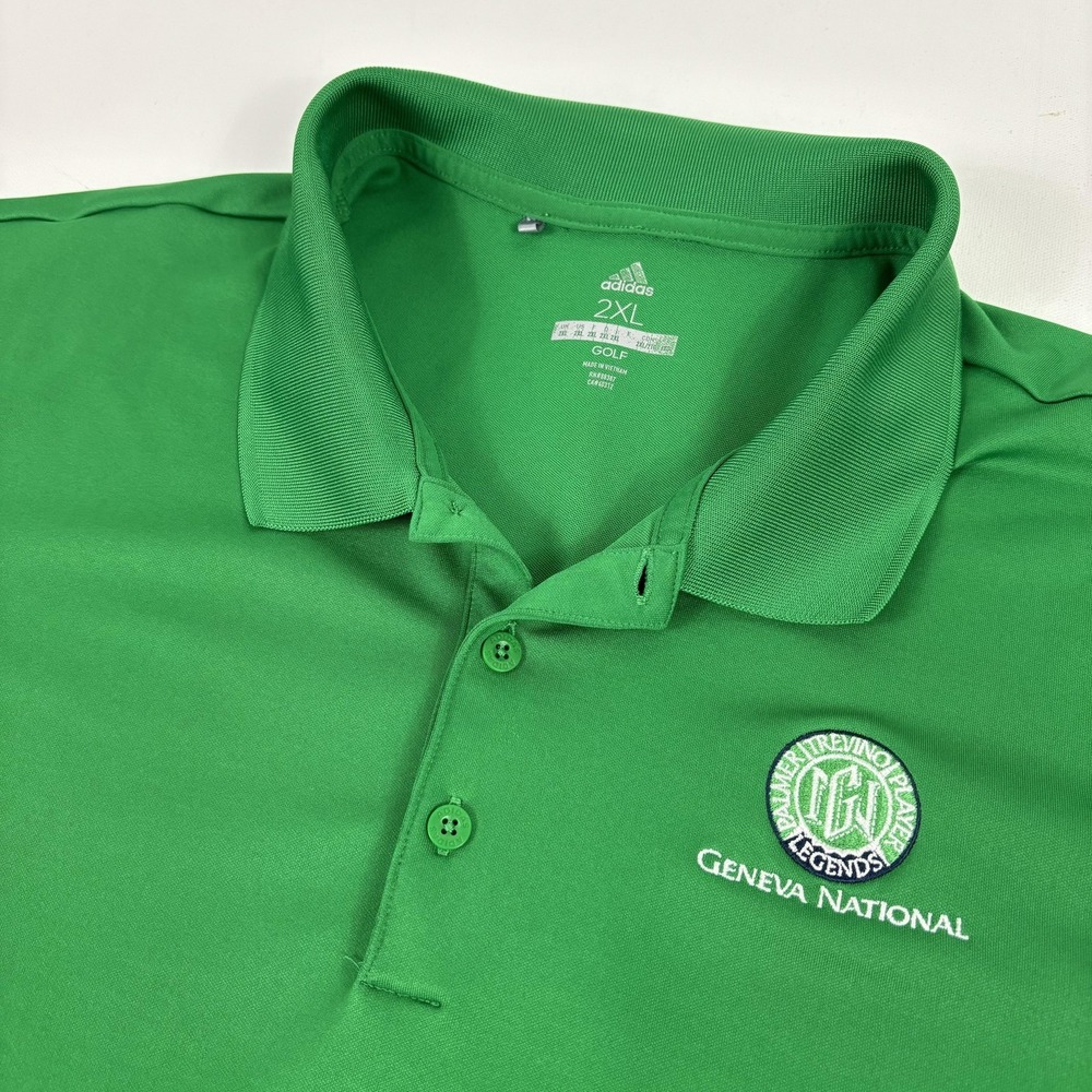 Adidas Polo Shirt Mens 2XL Green Geneva National Golf Legends‎ Short Sleeve